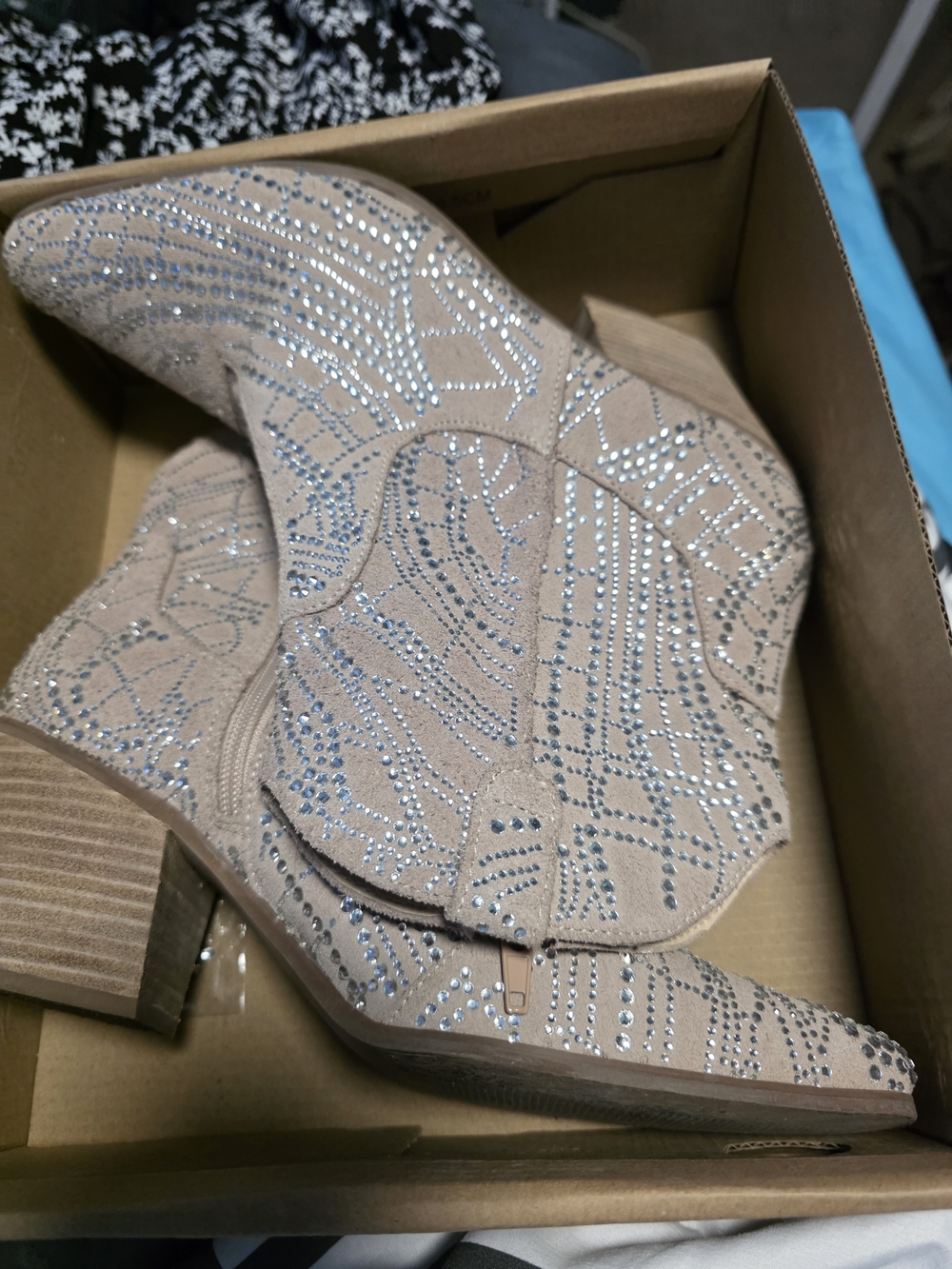 Matisse Nude Rhinestone Western Ankle Boots